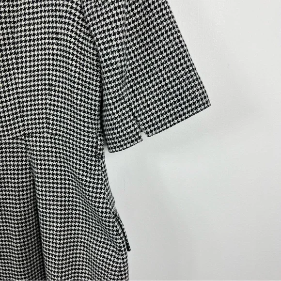 L.K. Bennett Nina Houndstooth Heart Midi Dress Size 14 Two Tone Black White - Picture 9 of 11